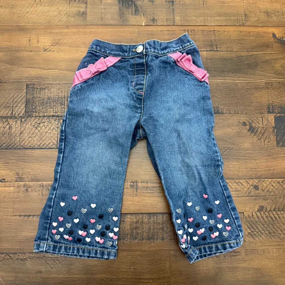 VTG 2007 Gymboree Tres Chic Heart Flare Denim Jeans size 12-18 months